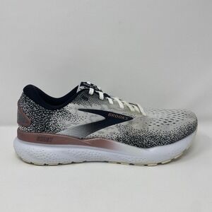 Brooks Ghost 16 Shoes Women's Size 9 Medium B White Black Rose Gold Sneakers